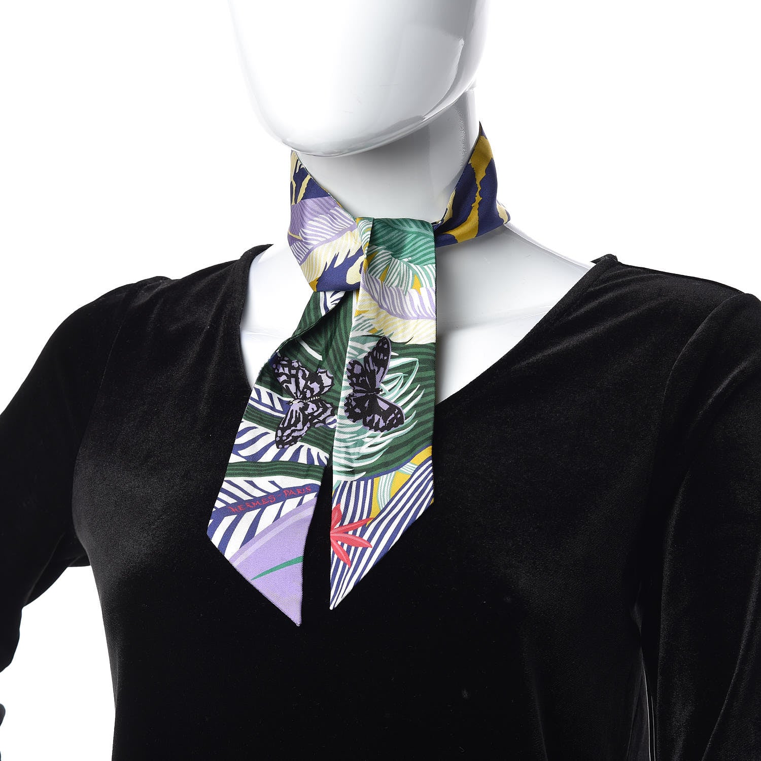 Hermes Silk Jaguar Quetzal Twilly Jaune Vert Mauve 2 of 4