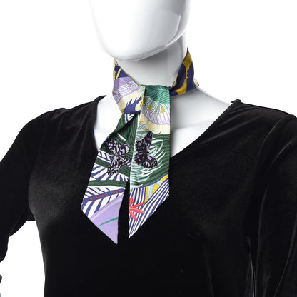 Hermes Silk Jaguar Quetzal Twilly Jaune Vert Mauve 2 of 4