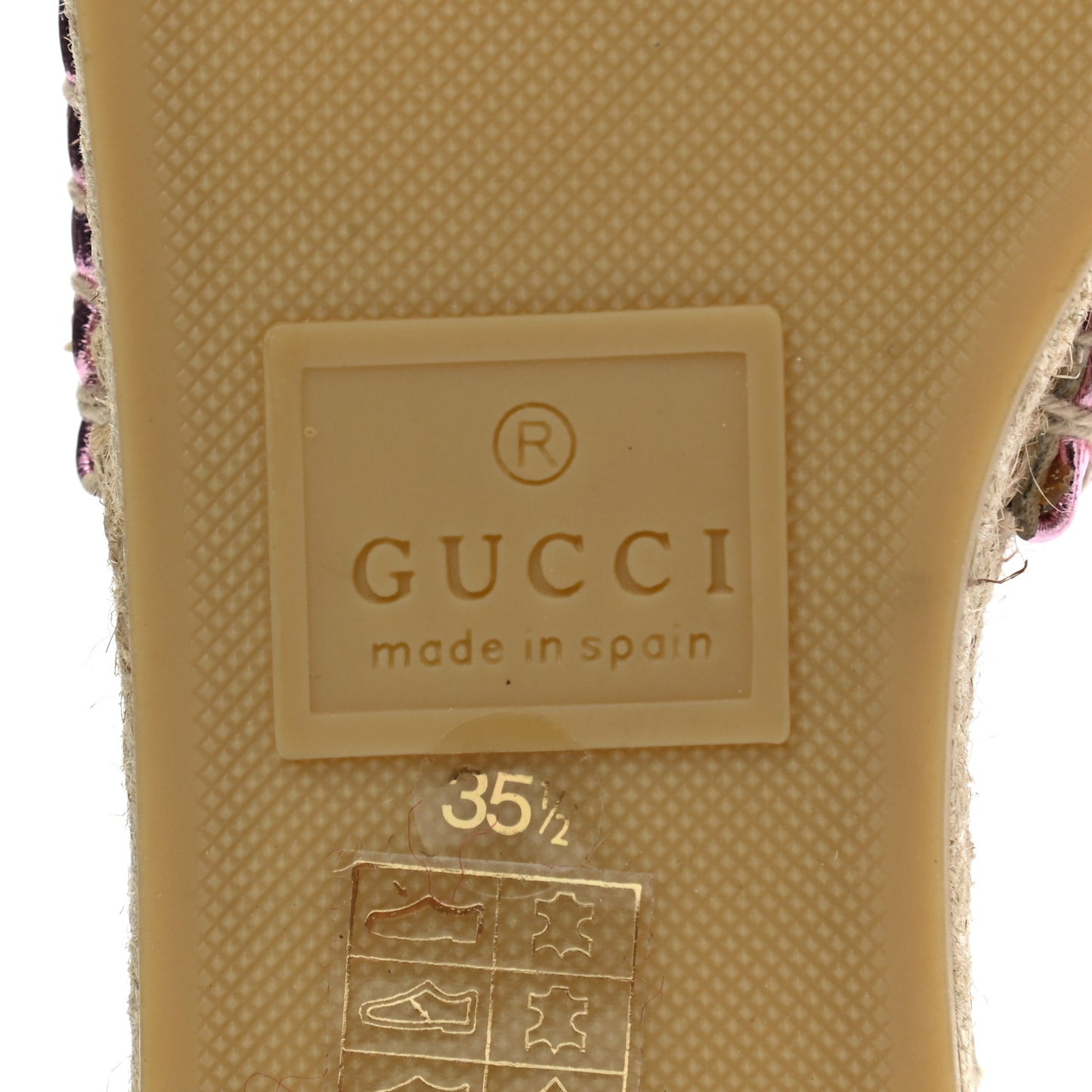 Metallic Nappa Matelasse GG Marmont Espadrille Slide Sandals 35.5 Rosa