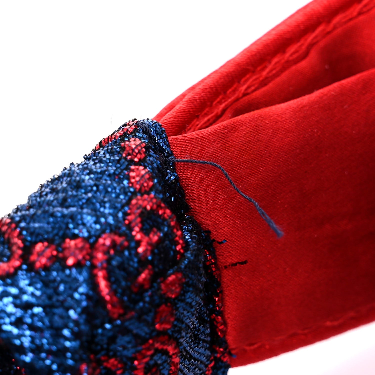 Gucci Metallic Lurex Silk GG Supreme Headband Blue Red 6 of 7
