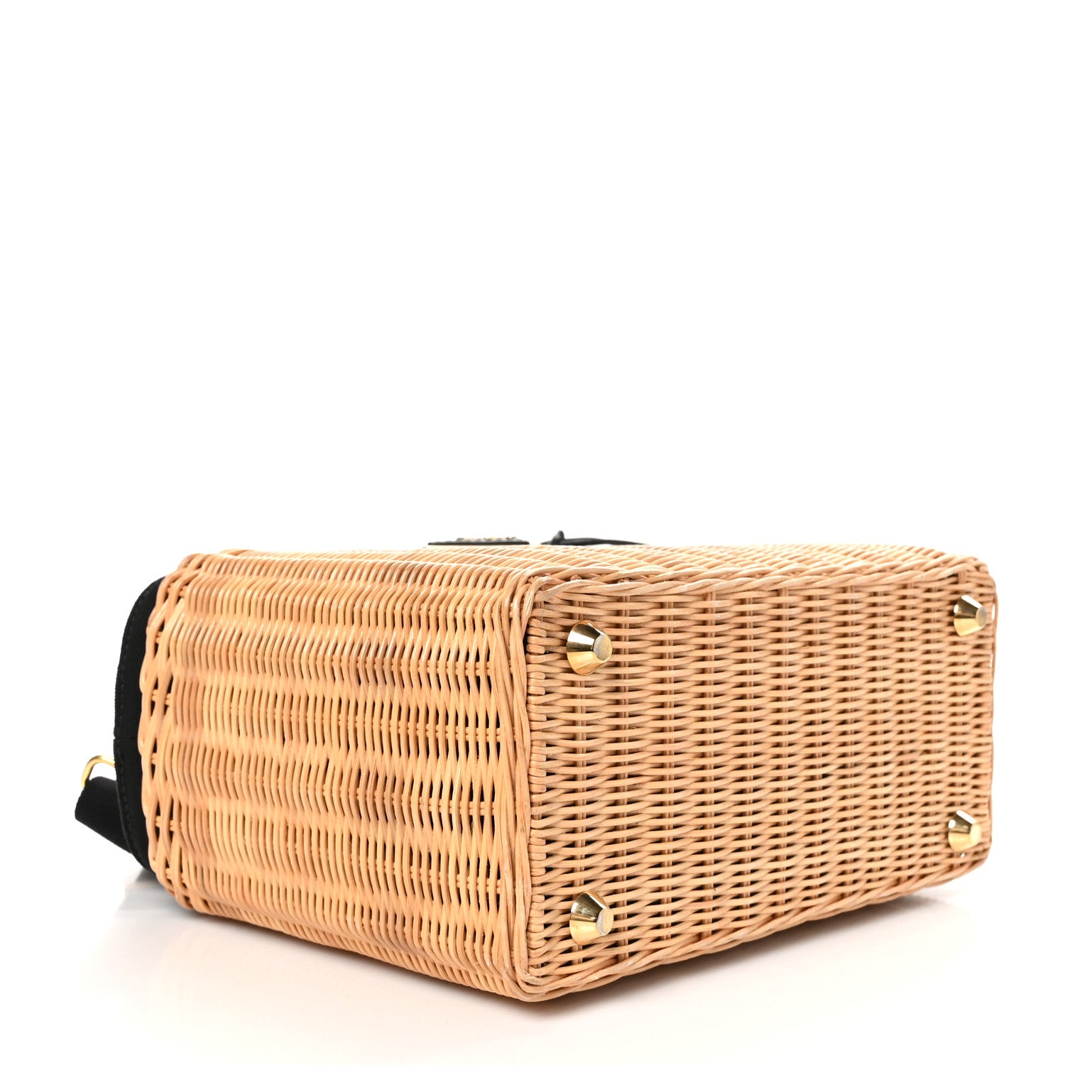 Prada Wicker Canvas Tote Naturale Black 4 of 9