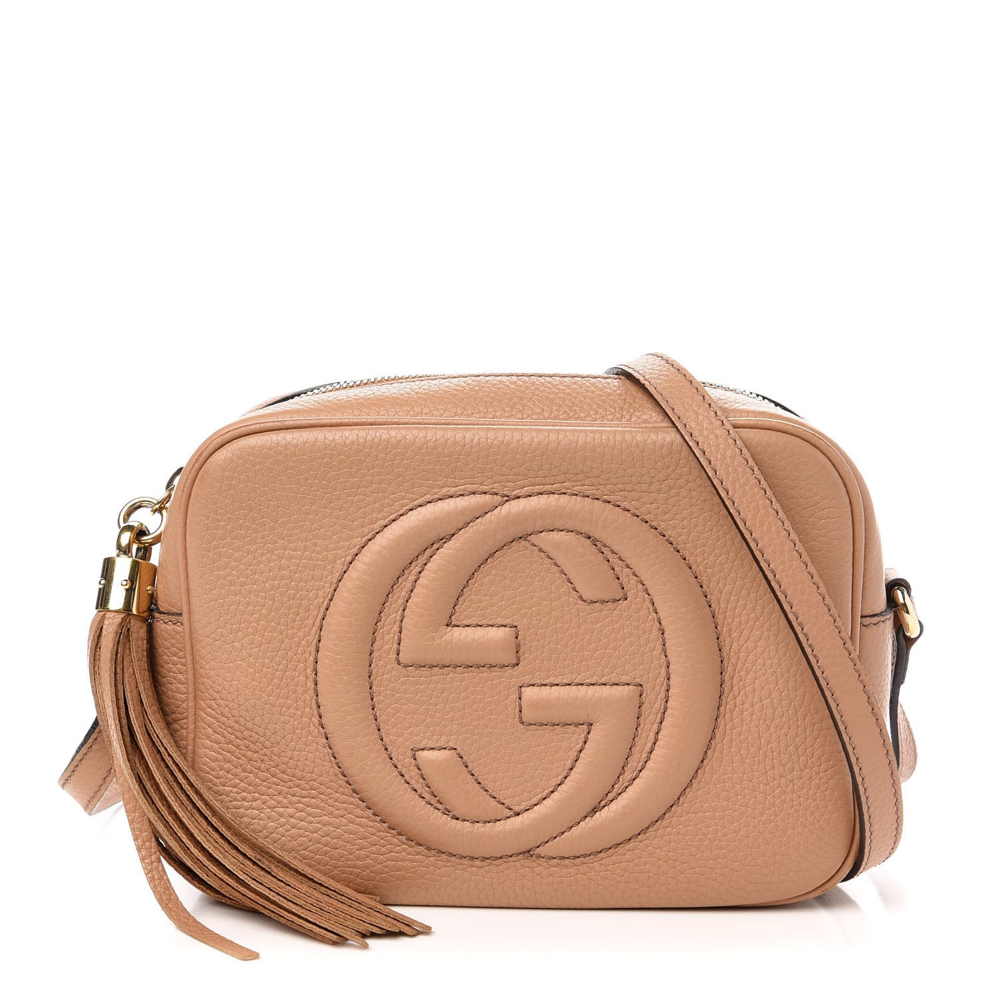 Pebbled Calfskin Small Soho Disco Bag Rose Beige