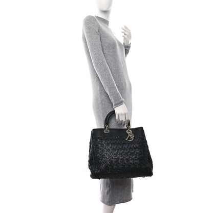 Christian Dior Lambskin Woven Lady Dior Avenue Tote Black 3 of 10