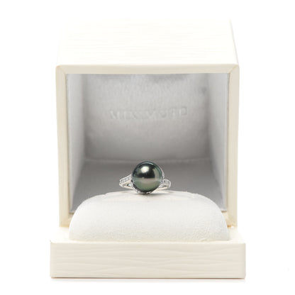 Mikimoto 18K White Gold Diamond Black South Sea Cultured Pearl 11.5mm Twist Ring 51 5.75 6 of 6