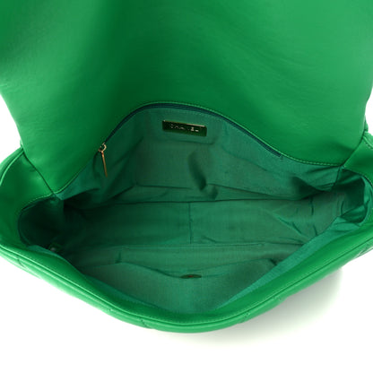 Chanel Lambskin Quilted Maxi Chanel 19 Flap Green 5 of 10