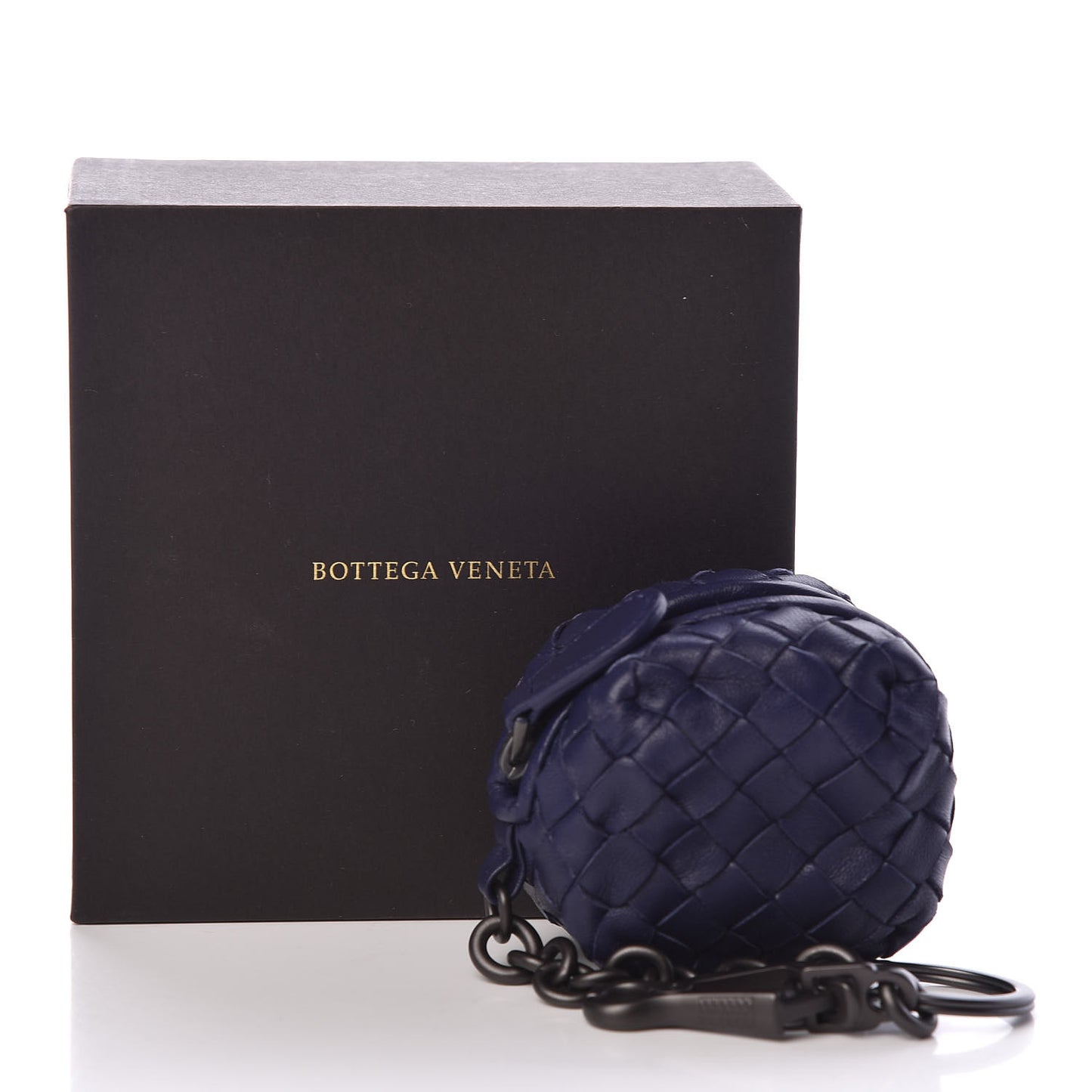 Nappa Intrecciato Coin Pouch Key Ring Atlantic