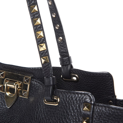 Valentino Garavani Grained Calfskin Small Rockstud Tote Black 13 of 13