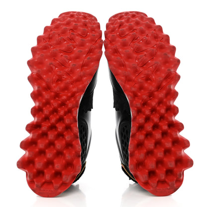 Christian Louboutin Calfskin Suede Patent Womens Loubishark Sneakers 37 Black Loubi Red 6 of 21