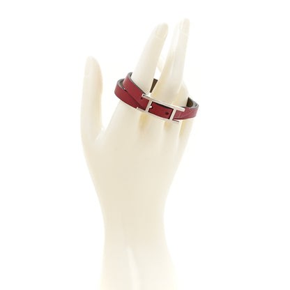 Hermes Swift Behapi Double Tour Reversible Bracelet T4 Etain Rouge H 2 of 5