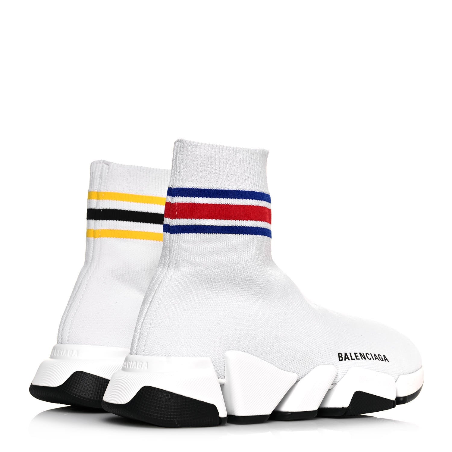 Balenciaga Technical 3D Recycled Knit Striped Womens Speed 2.0 Sneakers 37 White Multicolor 4 of 6