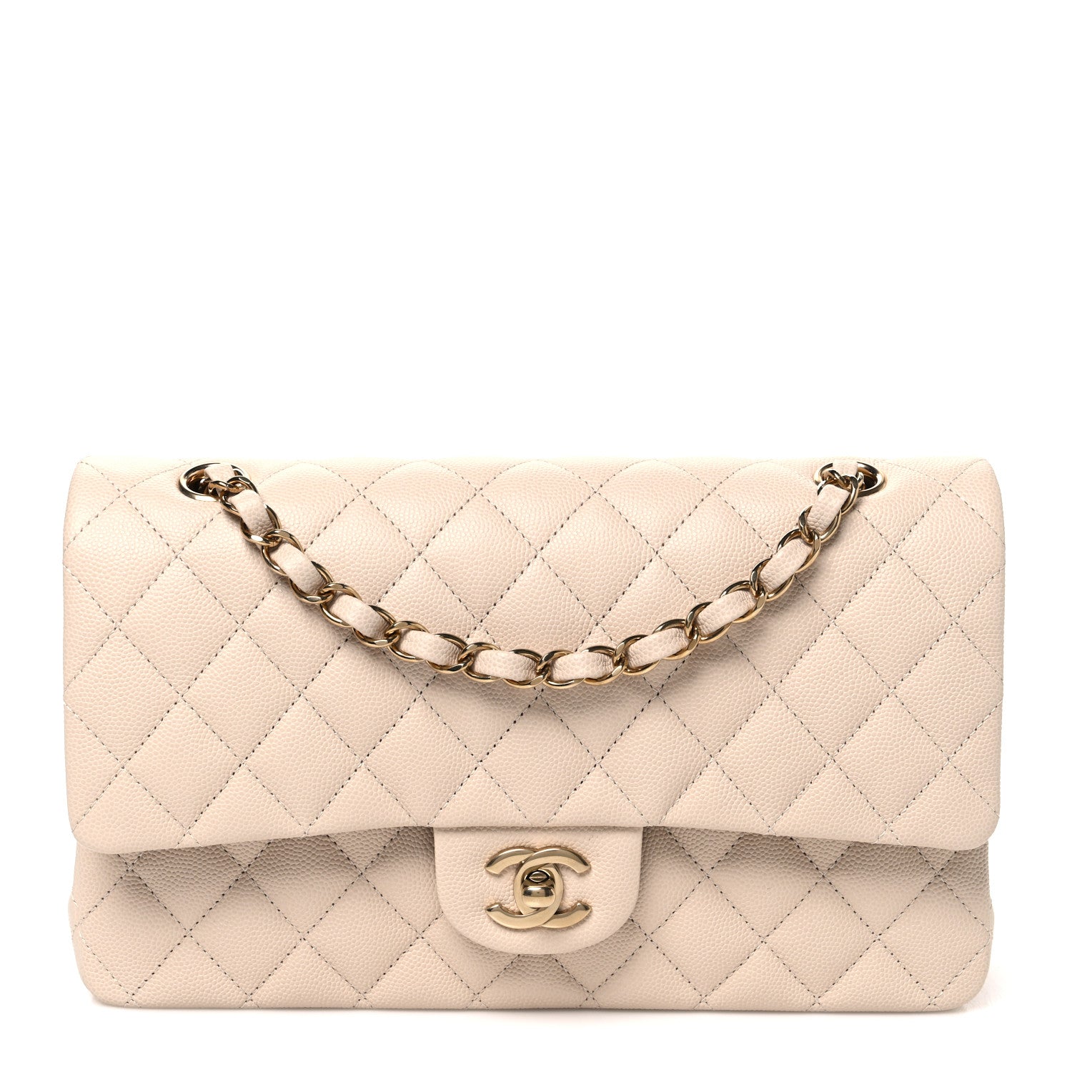 Chanel Caviar Quilted Medium Double Flap Ecru 1 of 9