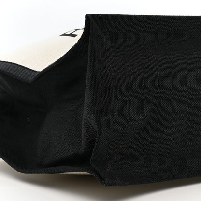 Saint Laurent Linen Calfskin Rive Gauche Tote White Black 9 of 10