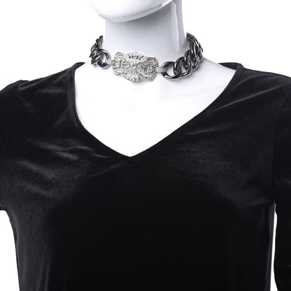 Chanel Crystal CC Chain Link Choker Dark Silver 2 of 5