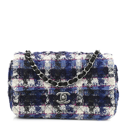 Chanel Tweed Quilted Mini Rectangular Flap Blue Multicolor 1 of 9