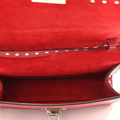 Valentino Garavani Pebbled Calfskin Medium Rockstud Flip Lock Crossbody Bag Red 5 of 10