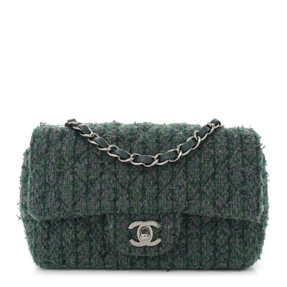 Chanel Wool Tweed Quilted Mini Rectangular Flap Green 1 of 10