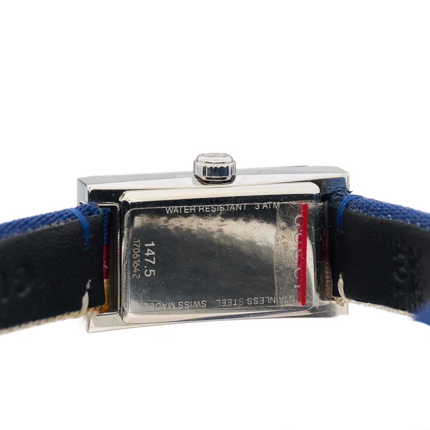 Gucci Stainless Steel Nylon Mother of Pearl 14mm Web G-Frame Double Wrap Quartz Watch Blue 4 of 5