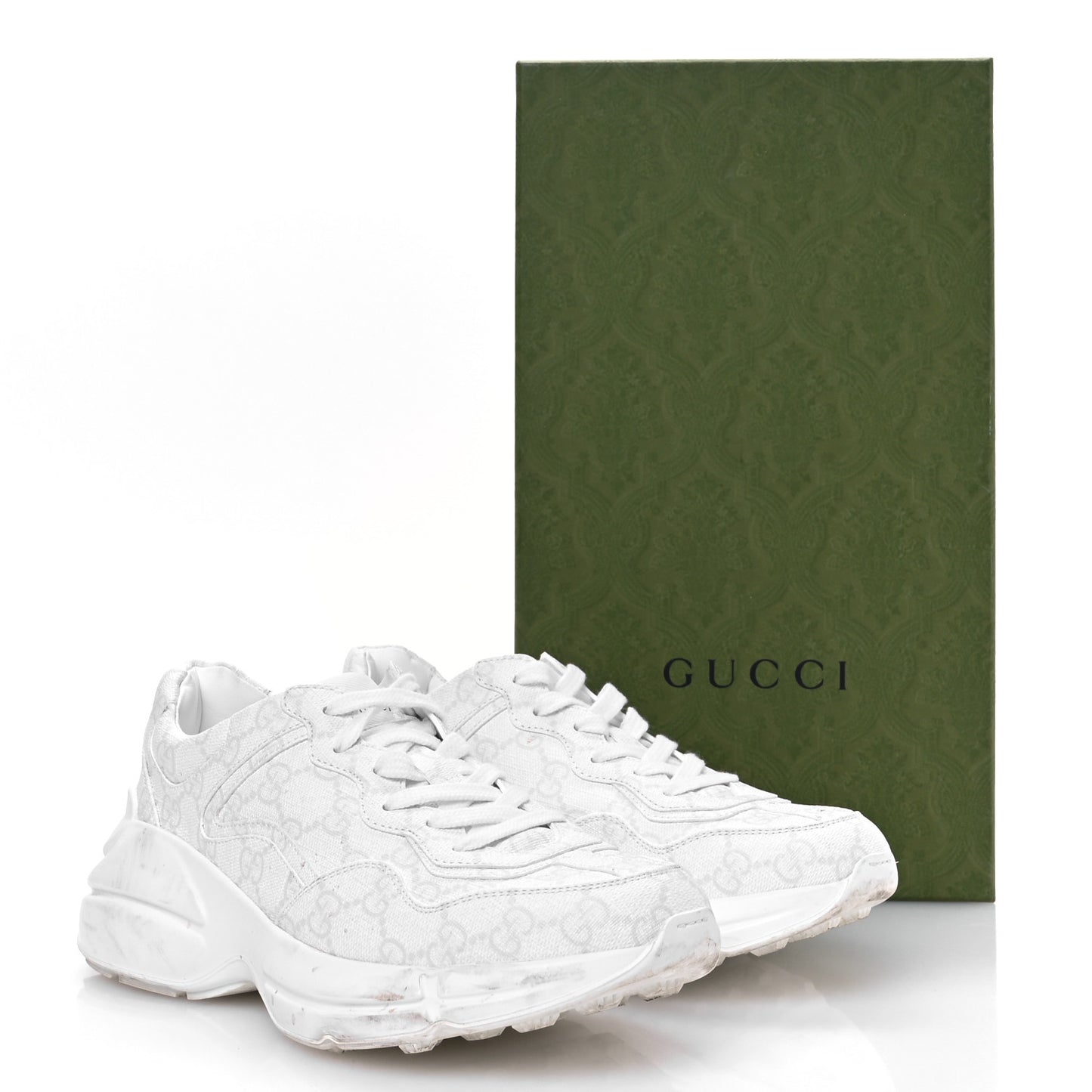 GG Supreme Monogram Womens Rhyton Sneakers 38 White