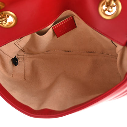 Gucci Calfskin Matelasse Mini GG Marmont Shoulder Bag Hibiscus Red 5 of 12