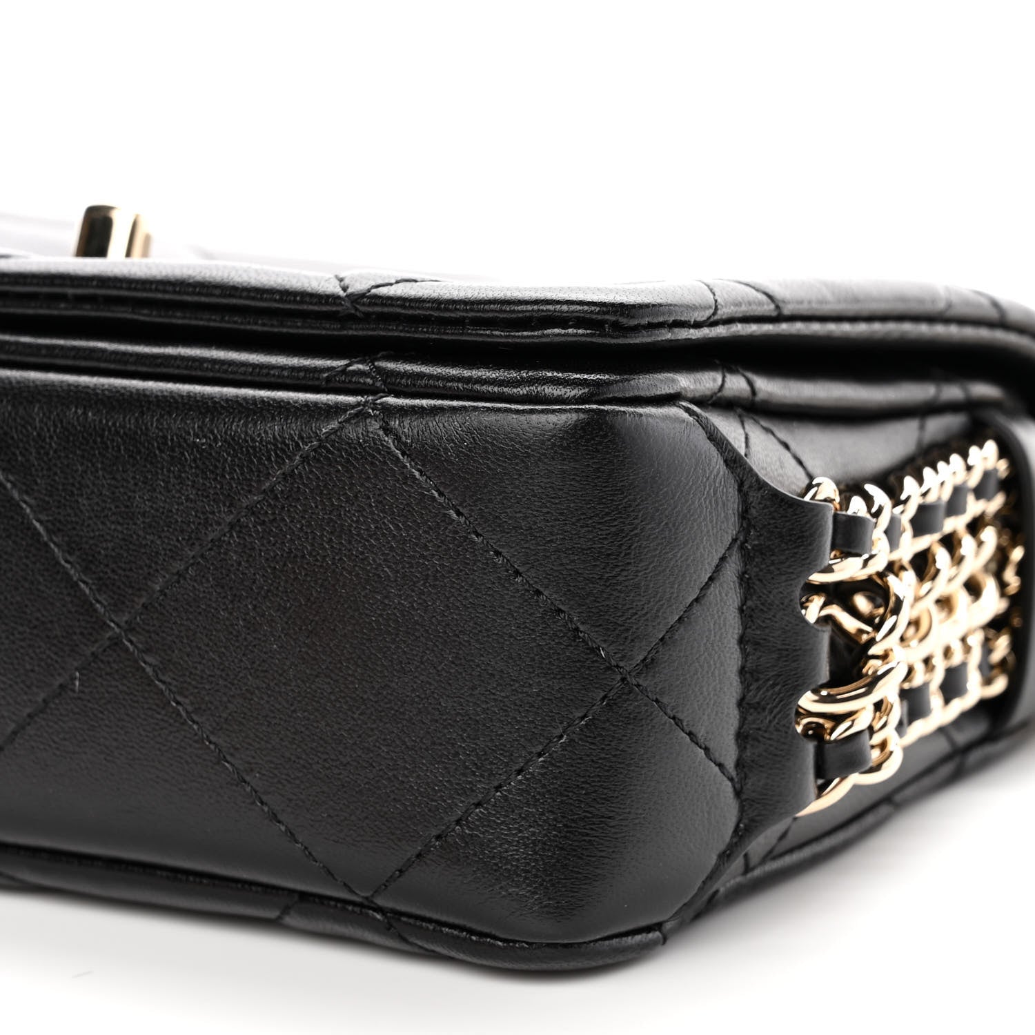Chanel Lambskin Quilted Mini Chain Rows Flap Black 10 of 12