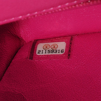 Chanel Lambskin Chevron Quilted Mini Rectangular Flap Dark Pink 8 of 9