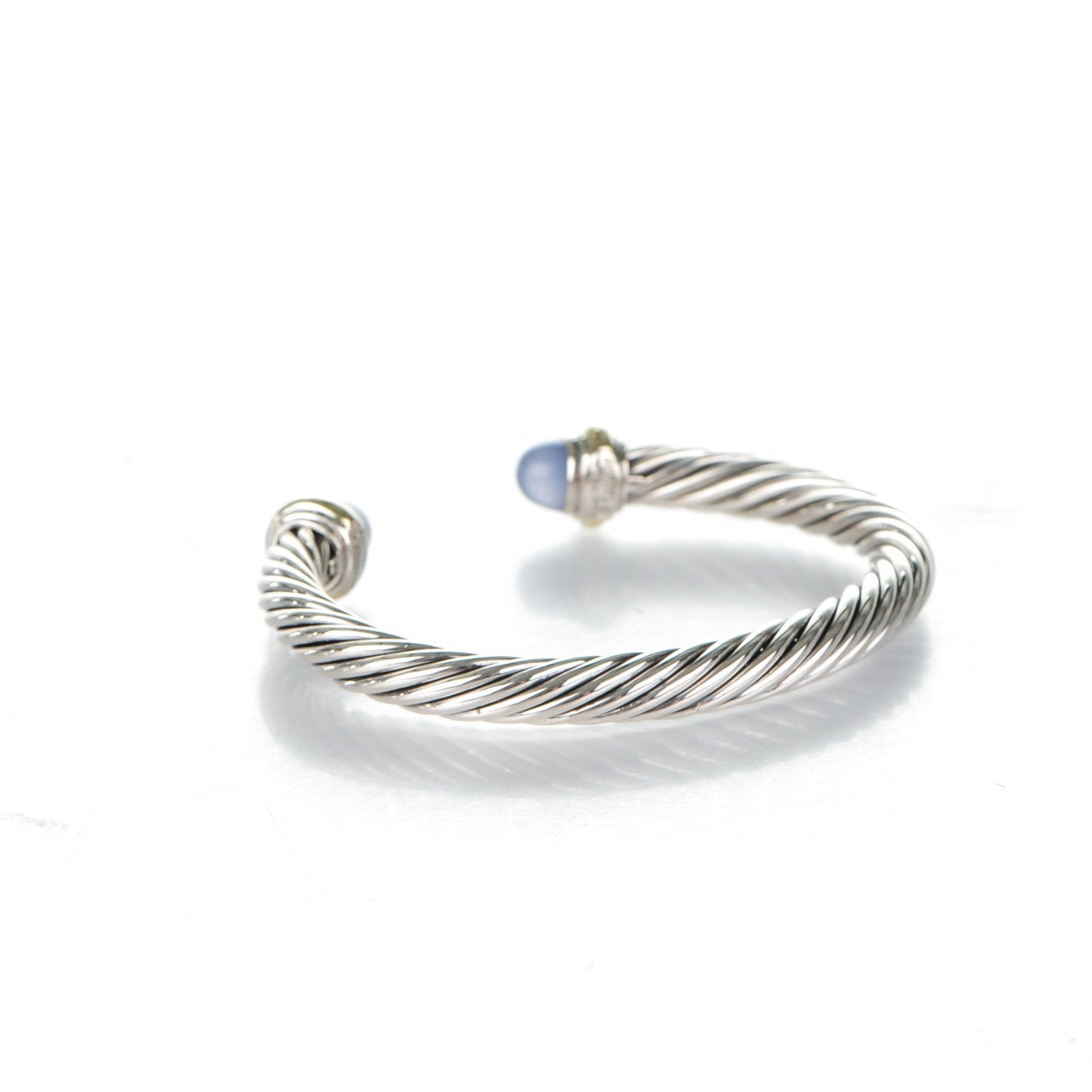 Sterling Silver 14K Yellow Gold Chalcedony 7mm Cable Classics Bracelet