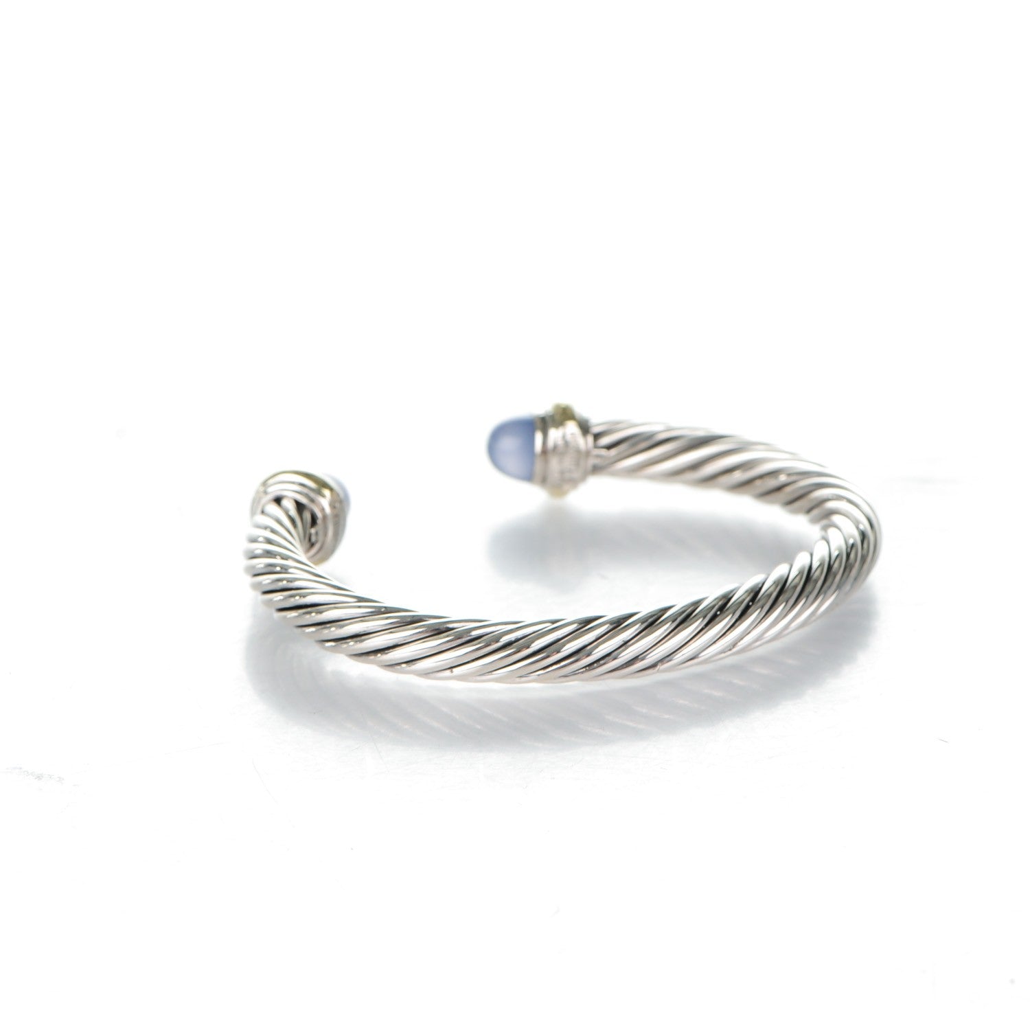 David Yurman Sterling Silver 14K Yellow Gold Chalcedony 7mm Cable Classics Bracelet 3 of 5