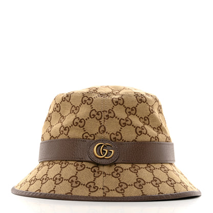 Gucci Monogram Textured Dollar Calfskin GG Jago Bucket Hat XXL Cacao Beige 3 of 10
