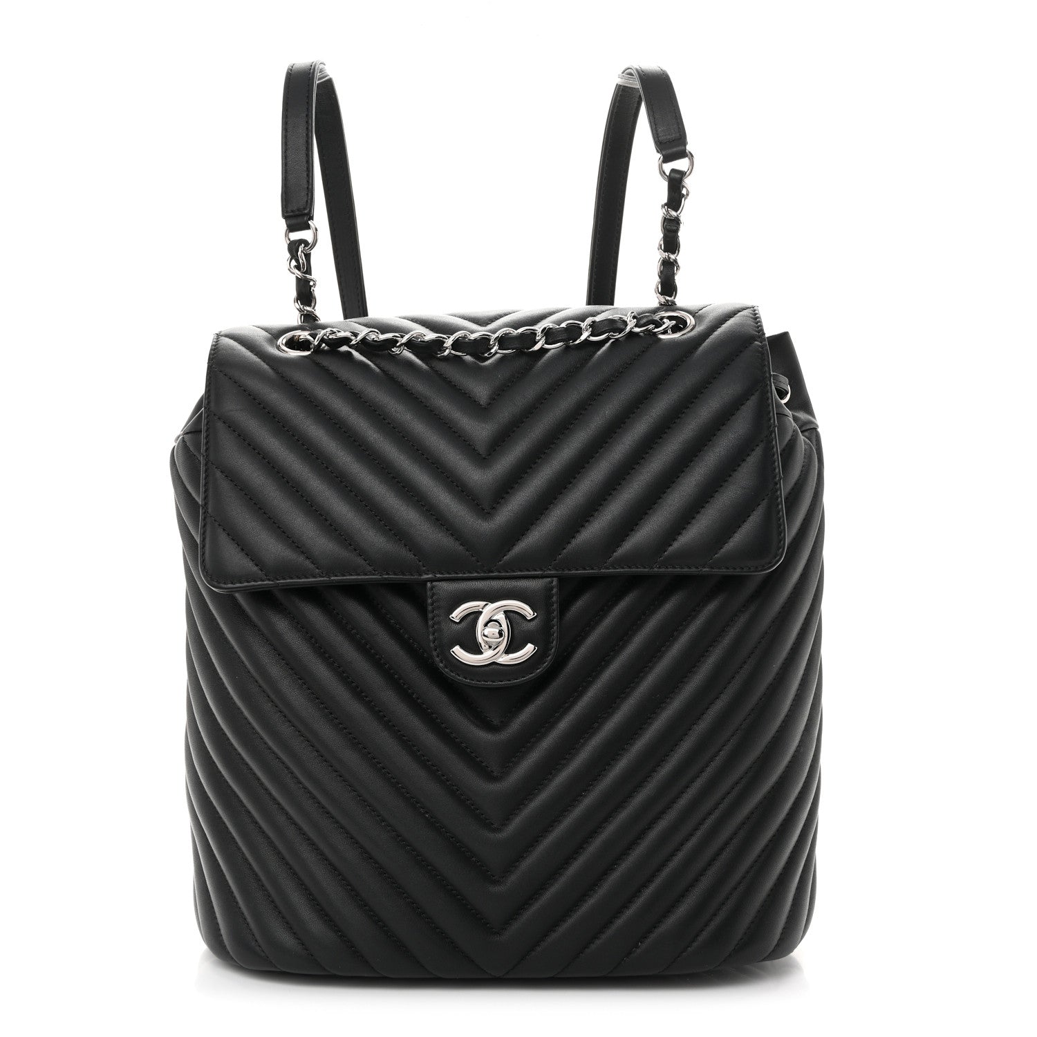 Chanel Calfskin Chevron Quilted Large Urban Spirit Backpack Black 1 of 10