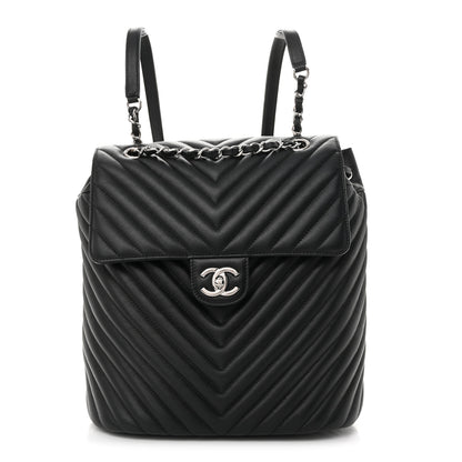 Chanel Calfskin Chevron Quilted Large Urban Spirit Backpack Black 1 of 10