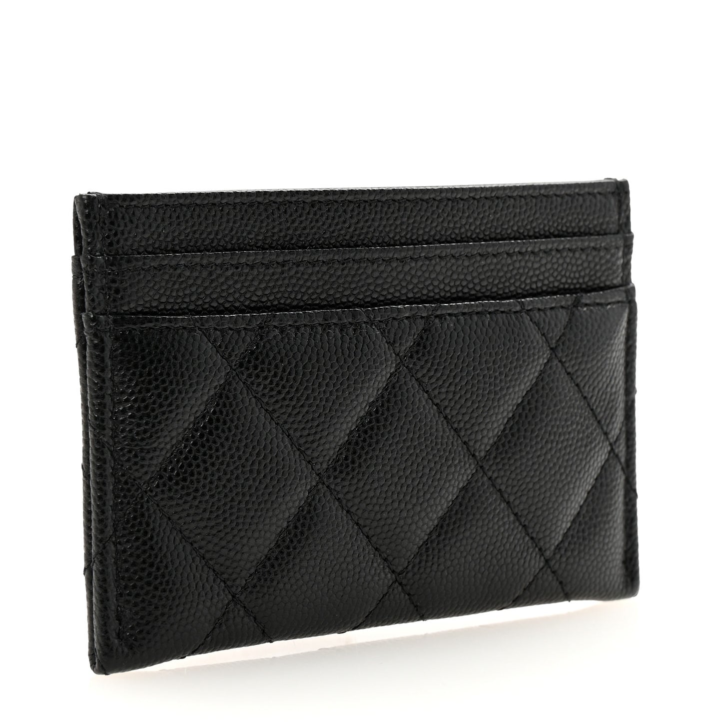 Caviar Quilted Studded CC Card Holder Black