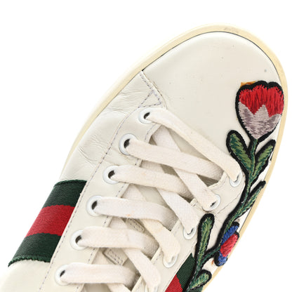 Gucci Calfskin Web Floral Embroidered Womens Ace Sneakers 37 White 10 of 10