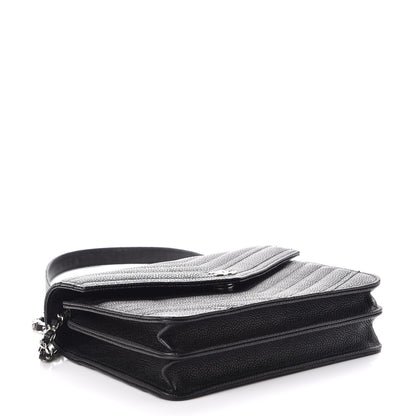 Chanel Caviar Chevron Quilted Square Wallet On Chain WOC Black 4 of 9