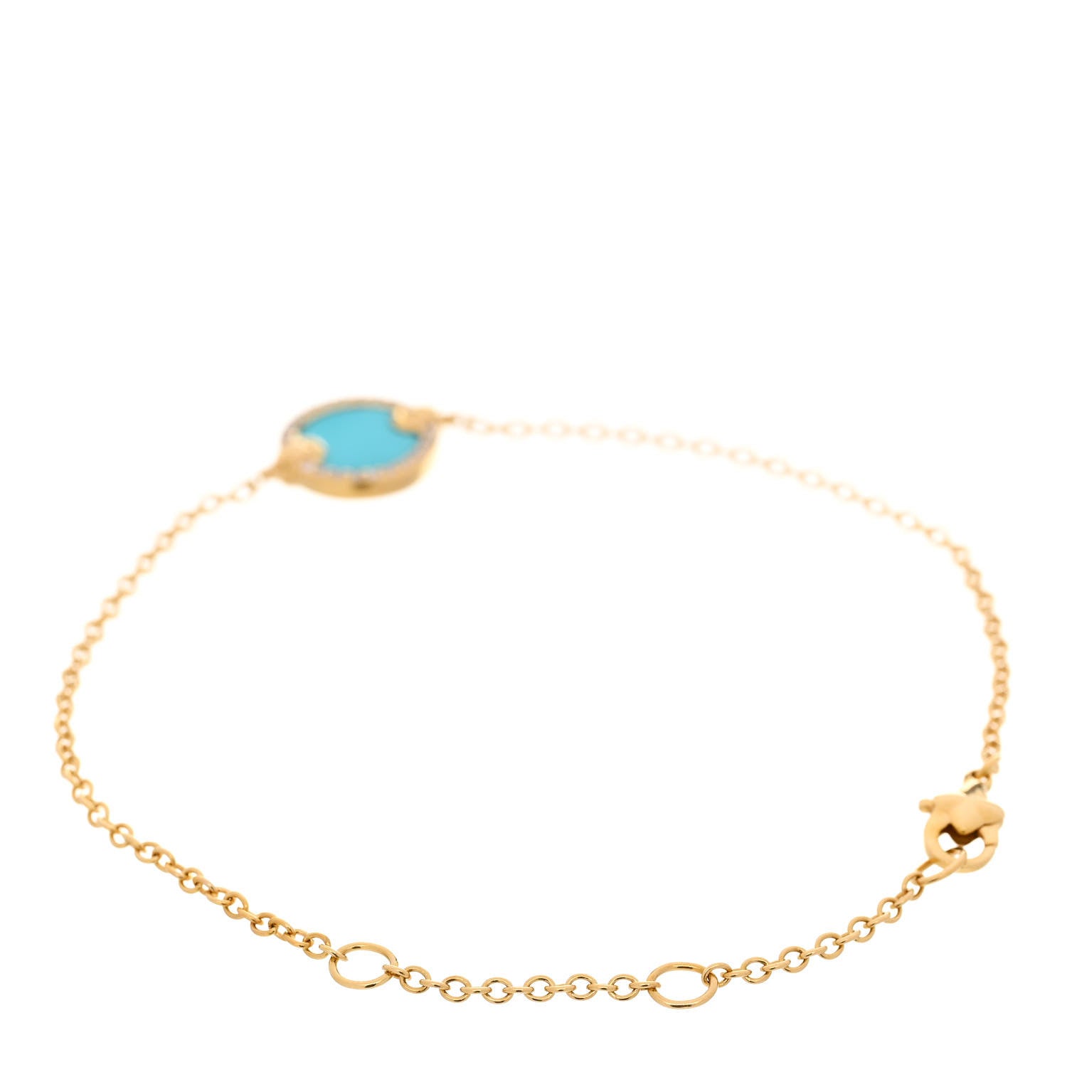 David Yurman DAVID YURMAN 18K Yellow Gold Diamond Turquoise Petite Elements Bracelet 2 of 3