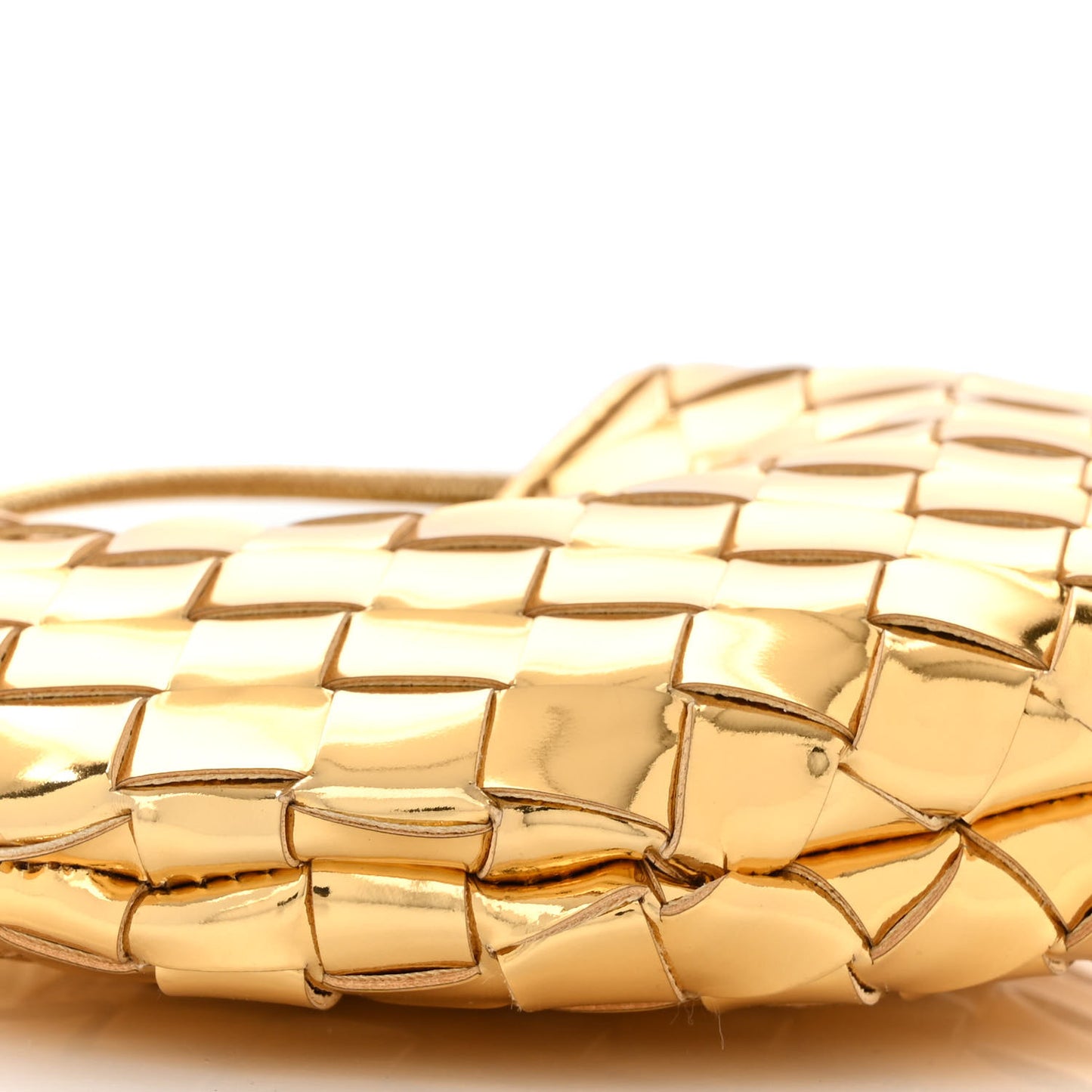 Mirror Laminated Nappa Intrecciato Mini Sardine Bag Gold