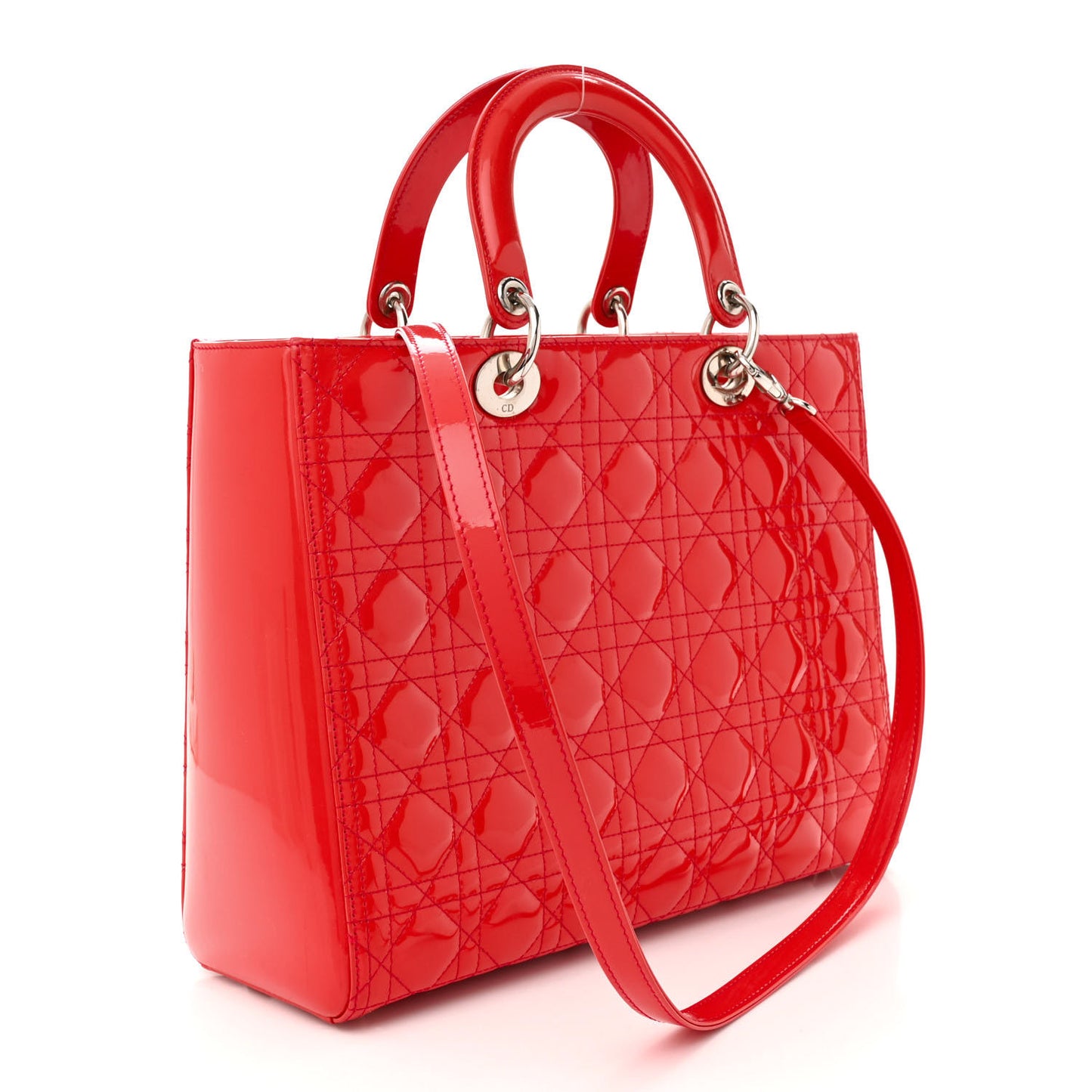 Patent Cannage Large Lady Dior Fuchsia