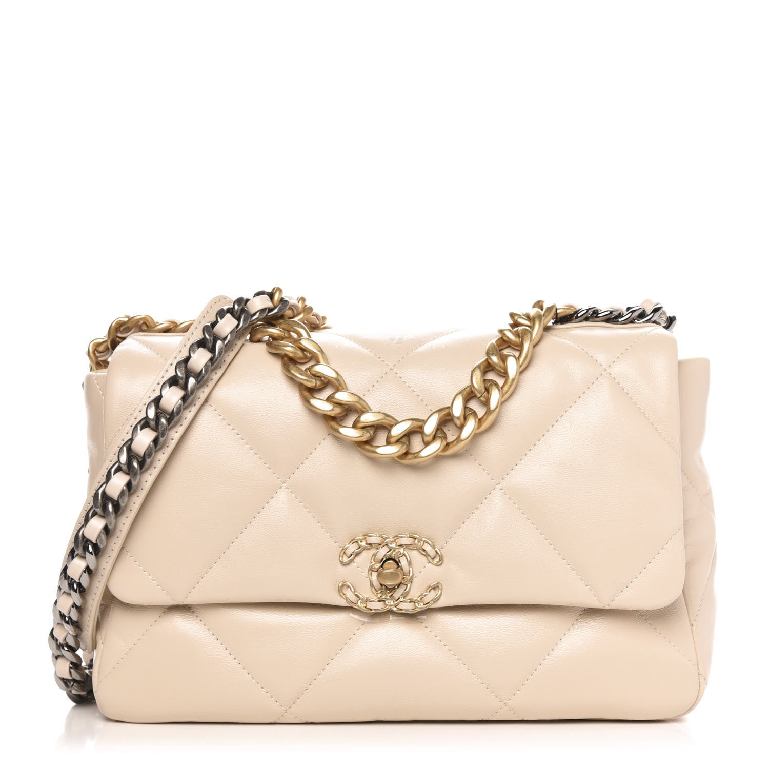 Chanel Lambskin Quilted Large 19 Flap Beige 1 of 11