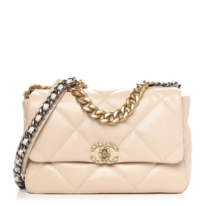 Chanel Lambskin Quilted Large 19 Flap Beige 1 of 11