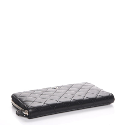 Chanel Lambskin Quilted Large Zip Around Organizer Wallet Black 4 of 8