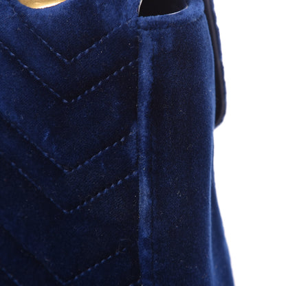 Gucci Velvet Matelasse Medium GG Marmont Shoulder Bag Cobalt Blue 14 of 15