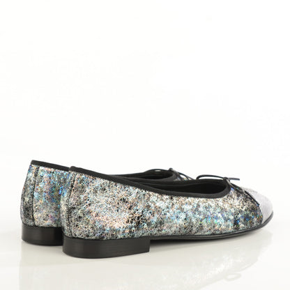 Chanel Metallic Calfskin Hologram Cap Toe Ballerina Flats 38.5 Silver 4 of 7