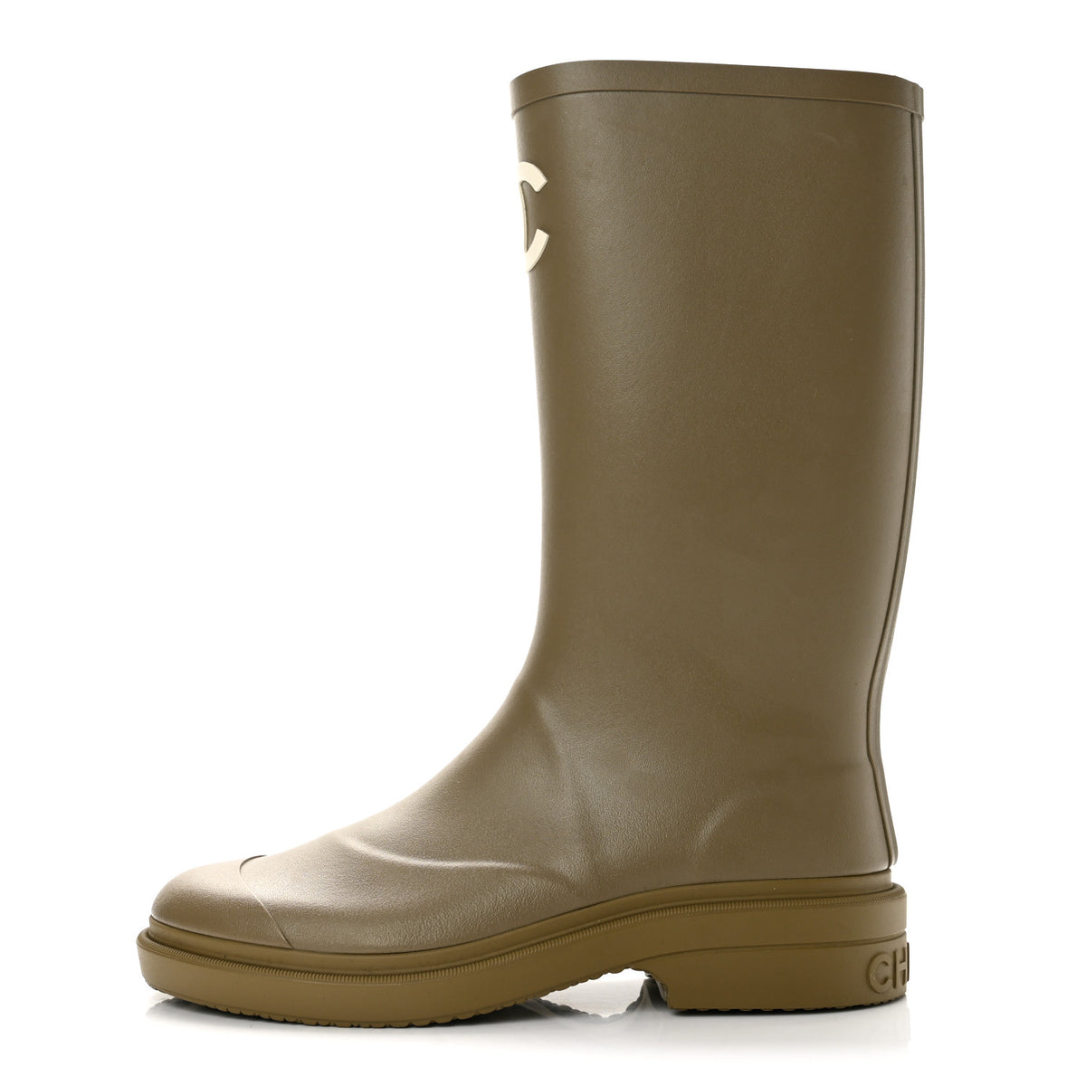 Chanel Caoutchouk CC High Boots 38 Dark Beige 1 of 10