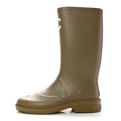 Chanel Caoutchouk CC High Boots 38 Dark Beige 1 of 10