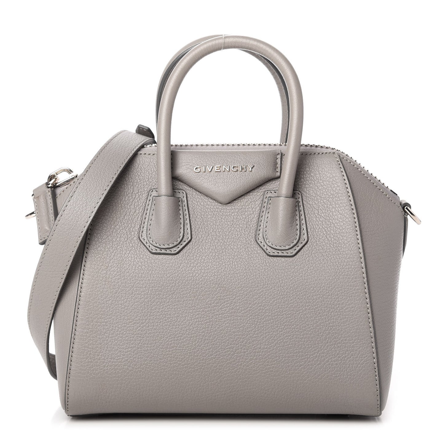 Sugar Goatskin Mini Antigona Pearl Grey