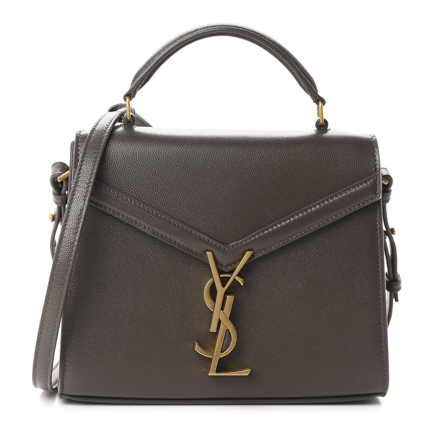 Saint Laurent Grain de Poudre Mini Classic Monogram Cassandra Top Handle Pebble 1 of 10