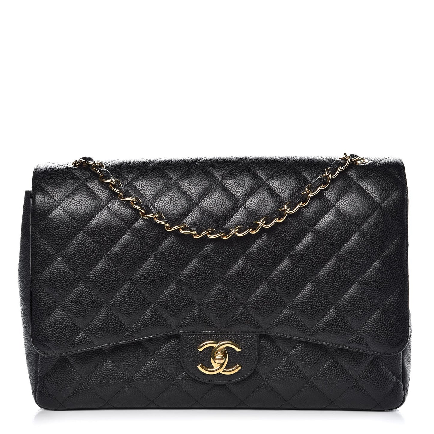 Caviar Quilted Maxi Double Flap Black