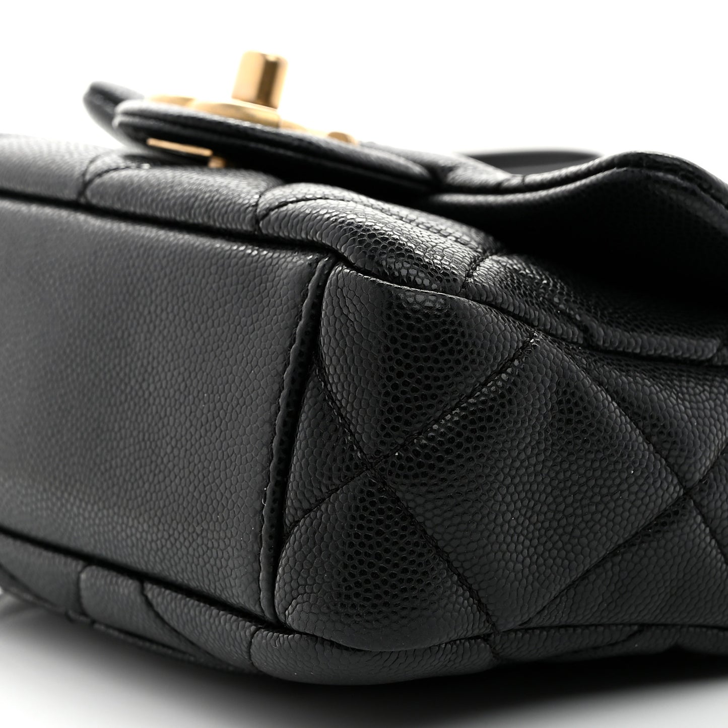 Caviar Quilted Mini Twist Your Buttons Flap Black