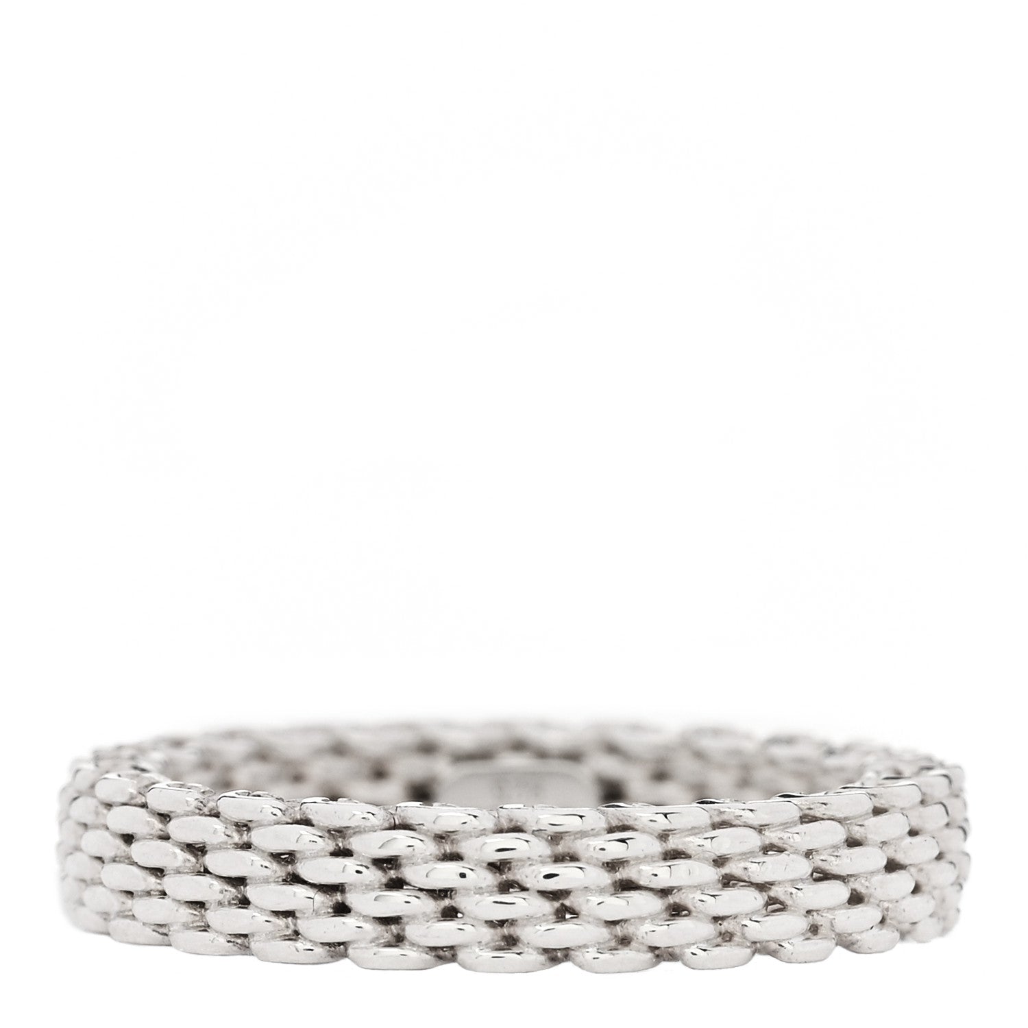 Tiffany Sterling Silver Narrow Mesh Somerset Ring 51 5.75 1 of 4