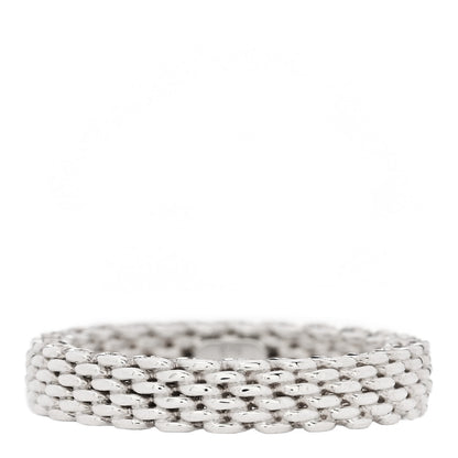 Tiffany Sterling Silver Narrow Mesh Somerset Ring 51 5.75 1 of 4