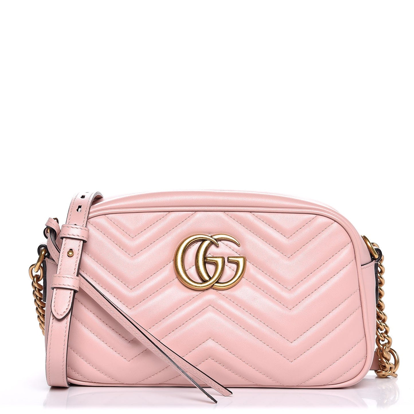 Calfskin Matelasse Small GG Marmont Chain Shoulder Bag Perfect Pink
